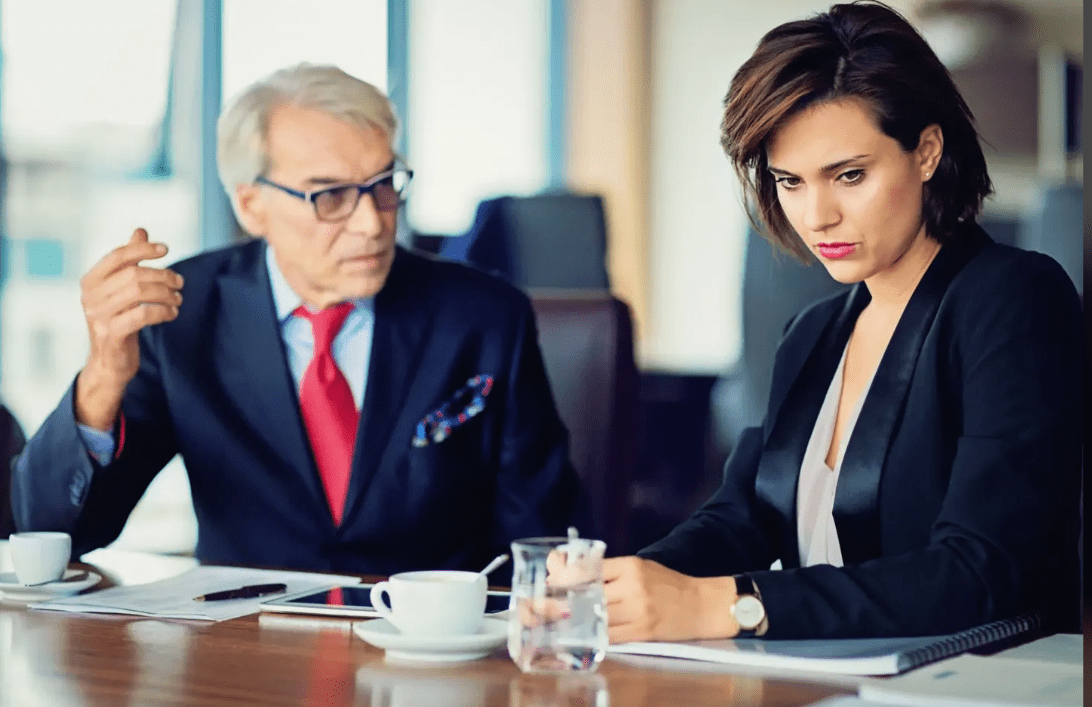 Man and woman in a business meeting.