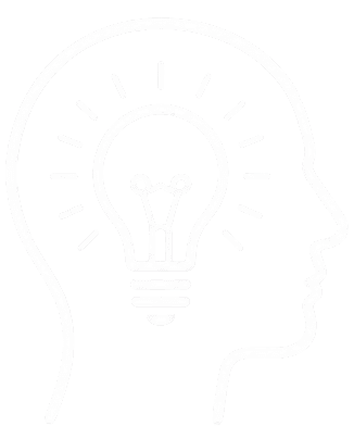Silhouette with lightbulb symbolizing an idea.