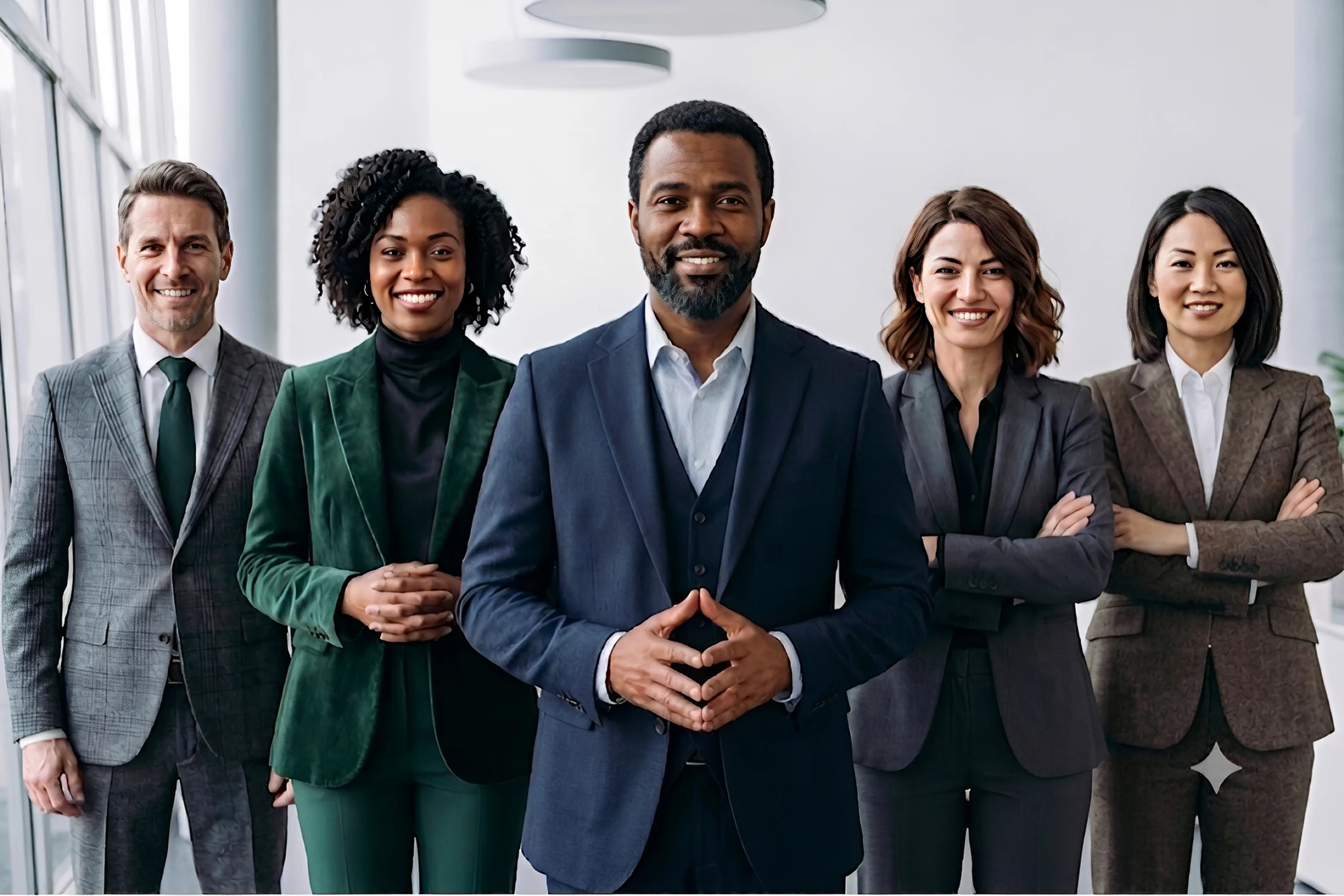 Diverse group of professionals in suits.