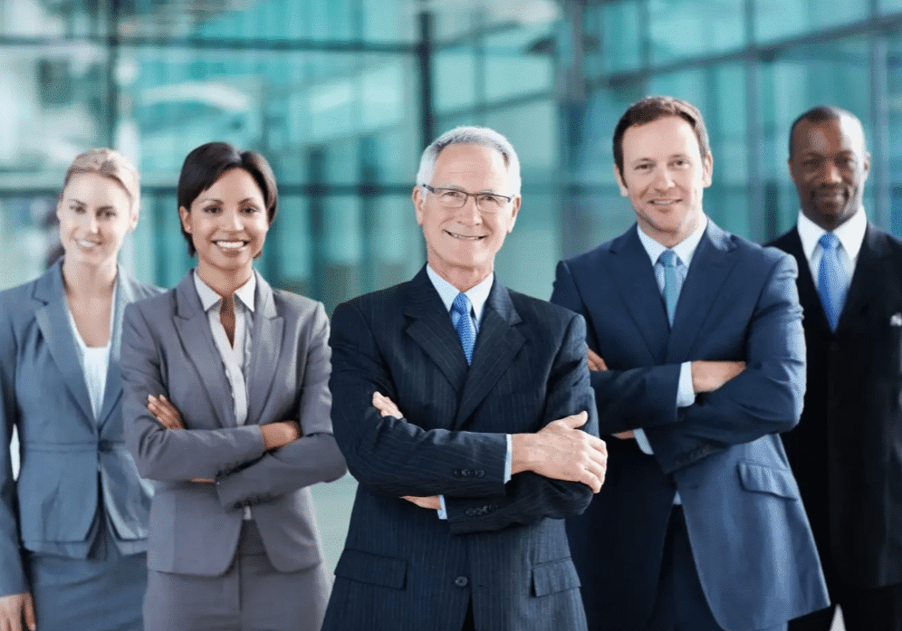 Group of business professionals in suits.
